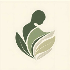 simple logo for holistic coach in ayurveda in soft colors neutral green and neutral earth tone colors isolated on a white background