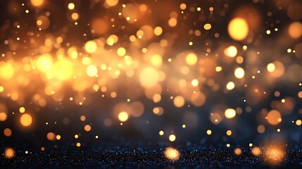 Obraz premium A blurred background of shimmering golden and orange lights, creating a festive atmosphere.