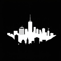 Obraz premium City skyline silhouette with neon sunset and stars silhouetted skyline cityscape architecture illustration building city vector