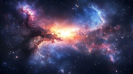 Obraz premium A stunning cosmic nebula with vibrant colors and swirling gases in space.