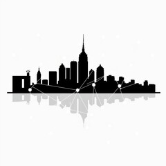 Naklejka premium New york city buildings silhouette american urban landscape nyc skyline usa landmarks buildings silhouette american urban landscape ne silhouetted skyline cityscape architecture illustration building 