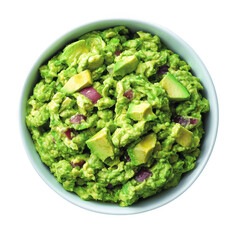 Creamy guacamole in a bowl, featuring chunks of avocado mixed with green ingredients.