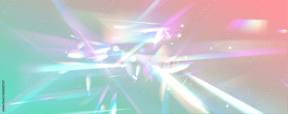 Leinwandbilder Rainbow crystal light leak flare reflection effect vector illustration. Transparent light refraction pattern for adding effects to backgrounds and objects. 