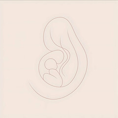 An abstract and minimalist logo design for a maternity hospital using subtle lines to depict the motherbaby relationship The design features a soft pink color s