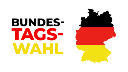 Bundestagswahl 2025, German Federal Election. Ballot box with German flag and election paper. Representation of democracy, political decision-making, and governance, isolated on white background. BTW