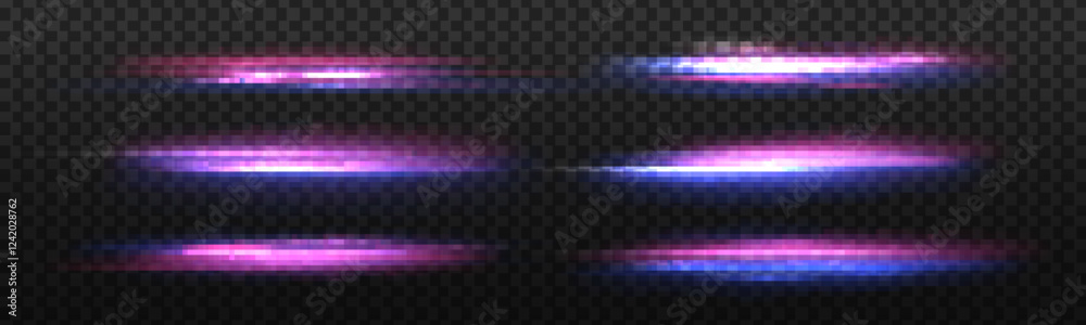 Poster beautiful glow light flare and spark. red blue special effect, speed police line. magic of moving fa