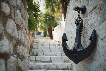 The anchor of an Italian military vessel rested in a Brindisi park near the War Memorial on September 9, 2013
