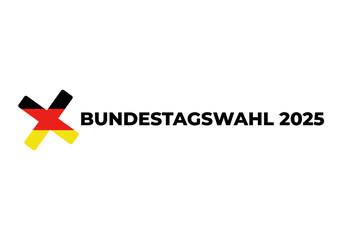 Bundestagswahl 2025, German Federal Election. Ballot box with German flag and election paper. Representation of democracy, political decision-making, and governance, isolated on white background. BTW