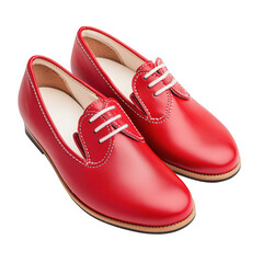 Red footwear featuring a classic design with decorative laces, showcasing a stylish and vibrant appearance.