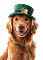 Perro con gorro de leprechaun labrador por san patricio