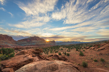 Sunrise from Panorama Point, Capitol Reef National Park, Utah.