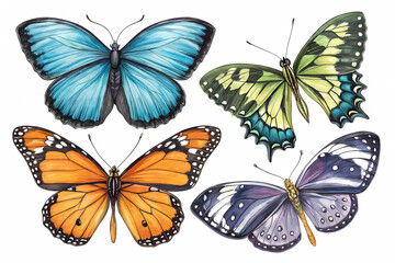 Naklejka premium set of colorful butterflies