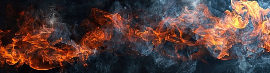 Fototapeta premium Orange red fire on black background