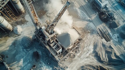 Batching plant for mixing silica sand, soda ash, and limestone in a high-quality production facility