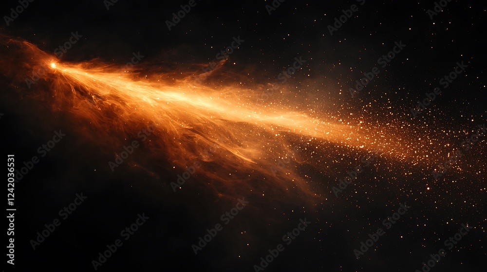 Wall mural a black and orange light spot on a simple grainy noise background, creating a rough abstract retro v