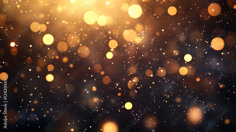 Wall mural a blurred background of shimmering golden and dark particles, creating a magical atmosphere.