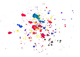 Abstract colorful blots and stains isolated on white background. Colorful watercolor splashes and drops isolated