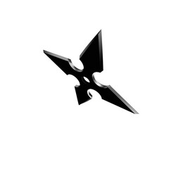 3D Illustration of a Ninja Shuriken –Realistic depiction of a traditional throwing star with sharp blades, metallic texture, and detailed design, perfect for digital art projects, graphics, and poster