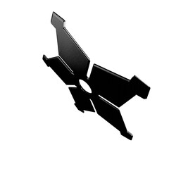 3D Illustration of a Ninja Shuriken –Realistic depiction of a traditional throwing star with sharp blades, metallic texture, and detailed design, perfect for digital art projects, graphics, and poster