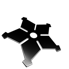 3D Illustration of a Ninja Shuriken –Realistic depiction of a traditional throwing star with sharp blades, metallic texture, and detailed design, perfect for digital art projects, graphics, and poster
