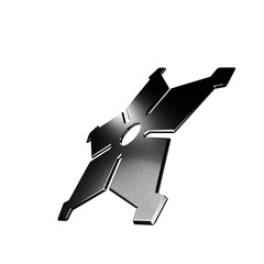 3D Illustration of a Ninja Shuriken –Realistic depiction of a traditional throwing star with sharp blades, metallic texture, and detailed design, perfect for digital art projects, graphics, and poster