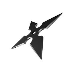 3D Illustration of a Ninja Shuriken –Realistic depiction of a traditional throwing star with sharp blades, metallic texture, and detailed design, perfect for digital art projects, graphics, and poster