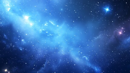 Fototapeta premium A stunning depiction of a cosmic scene filled with stars and nebulae in a blue hue.