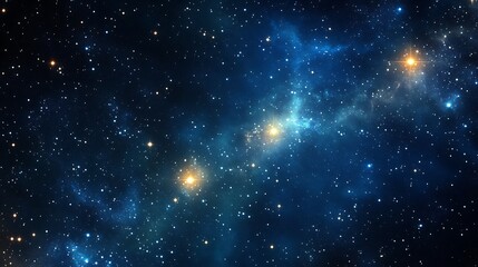 Obraz premium A stunning cosmic scene filled with stars and nebulae in a deep blue space background.