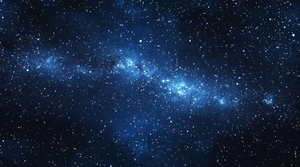 Fototapeta premium A vast expanse of space filled with stars and cosmic dust in deep blue tones.