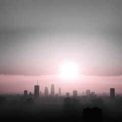 Fototapeta premium Urban cityscape silhouette with dramatic clouds and colorful sky silhouetted skyline cityscape architecture illustration building city vector