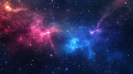 Naklejka premium A vivid depiction of a cosmic scene filled with colorful nebulas and stars.