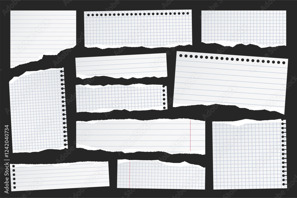 Canvas Prints ripped paper strips. realistic crumpled paper scraps with torn edges. shreds of notebook, book or ol