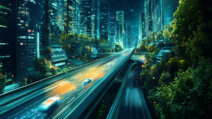 High-performance cpu microchip and circuit technology driving digital infrastructure forward. Technology & Nature Fusion. Illustration