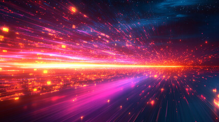 Naklejka premium Dynamic speed technology light concept with modern blurred motion, symbolizing progress, innovation, and digital transformation. Futuristic background with empty space for captions.