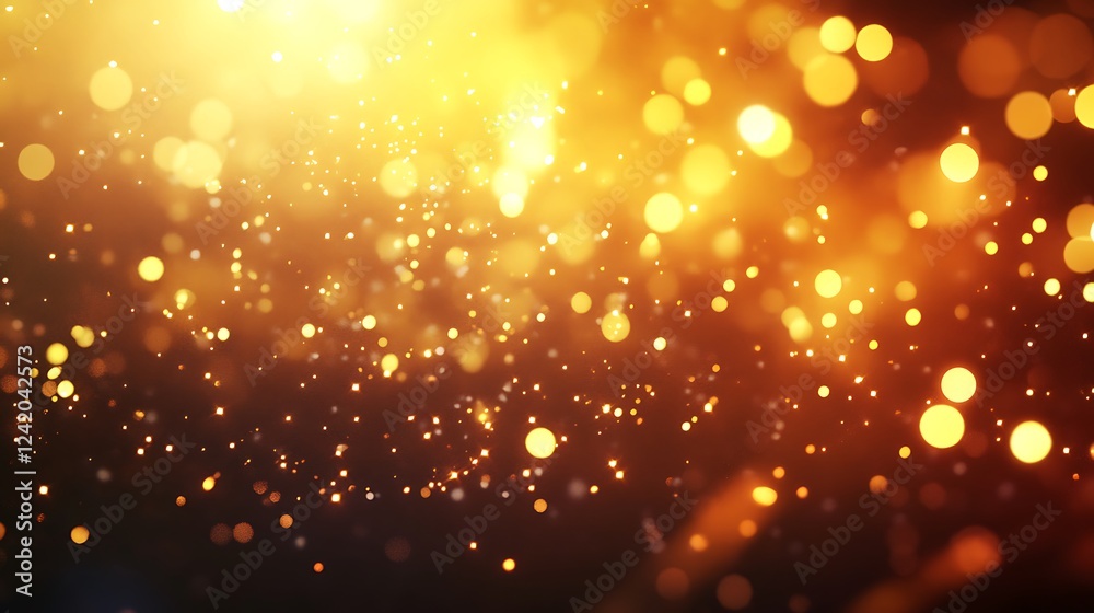 Wall mural a shimmering background of golden bokeh lights creating a festive and warm atmosphere.