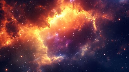 Naklejka premium A vibrant cosmic scene depicting colorful nebulae and distant stars in space.
