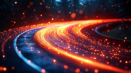 Dynamic speed technology light concept with modern blurred motion, symbolizing progress, innovation, and digital transformation. Futuristic background with empty space for captions.

