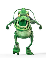 Obraz premium roach bug cartoon is walking to you on white background