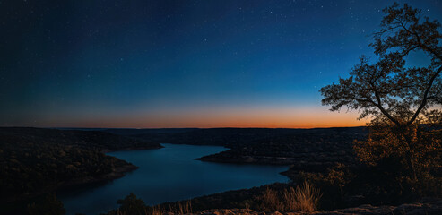 Lake at Night created with Generative AI Technology, ai, generative
