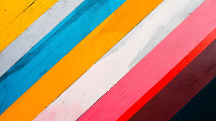 Fototapeta premium Diagonal Stripes of Multicolored Paint on Textured Surface