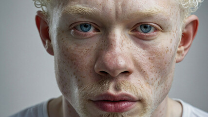 close up portrait of a man with freckles