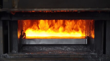 Molten steel refining process in a basic oxygen furnace with visible intense heat display