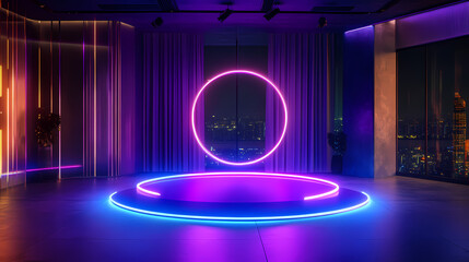 Obraz premium 3d empty blue podium