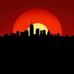 Naklejka premium Skyline silhouette the drivers profile is set against a stylized silhouetted skyline cityscape architecture illustration building city vector