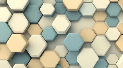 Naklejka premium Abstract Beige Cream Blue Hexagon Pattern Background