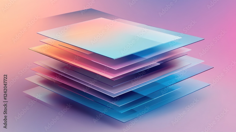 Poster layered d area graphs in gradient colors, stacked and overlapping to create a sense of depth and com
