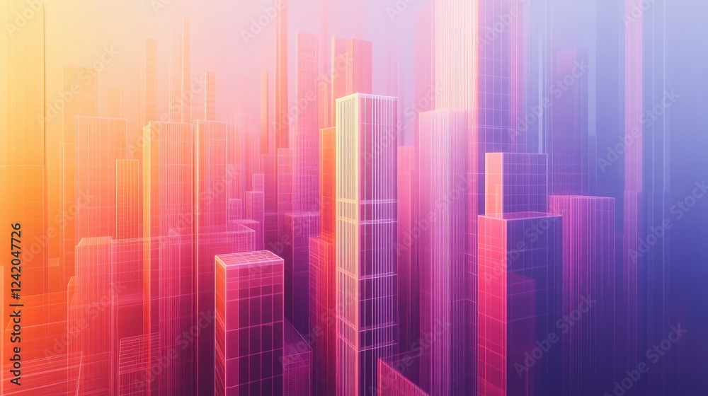 Poster layered d area graphs in gradient colors, stacked and overlapping to create a sense of depth and com