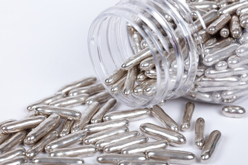 Spilled Silver Sugar Sprinkles from Plastic Bottle &ndash; Shiny Edible Cake Decorations for Desserts, Cupcakes, and Baking