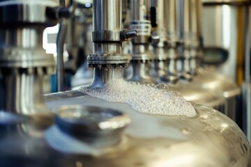 Carbonation process in brewing beer with CO2 infusion creating bubbles in fermentation equipment © Dream maker