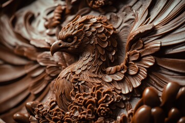 Intricate chocolate sculpture showcases detailed carving technique and artistic skill in confectionery design © Dream maker